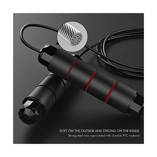 FITFORT-Skipping-Rope-Adult-Fitness-Jump-Rope-Tangle-Rapid-Speed-Skipping-Rope-Cable-with-Ball-Bearingsfor-Women-Men-and-Kids-Adjustable-Steel-Skipping-Rope-with-Foam-Handles-for-Home-Fitness FITFORT Skipping Rope Adult - Fitness Jump Rope, Tangle Rapid Speed Skipping Rope Cable with Ball Bearings,for Women, Men, and Kids, Adjustable Steel Skipping Rope with Foam Handles for Home Fitness