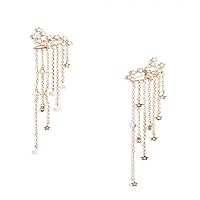Icocol Elegant Shooting star Rhinestone Long Tassels Drop Hook Dangle Earrings Gold Silver for Party Banquet (Gold)