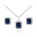 Crystalline Azuria Set with Blue Simulated Sapphire Zirconia Crystals Pendant Necklace 18 inches Stud Earrings 18K White Gold Plated for Women