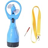 Newest Battery-operated Handheld Water Spray Mini Fan With Bottle Water Misting + a Lanyard and a hook HG080B (Blue)