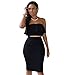 SEBOWEL Women's Ruffle Crop Top Maxi Skirt Set 2 Piece Outfit Bandage Nightclub Dress, Black, M