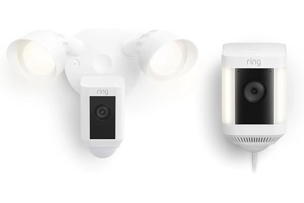 Ring Floodlight Cam Plus with Ring Spotlight Cam Plus, Plug-In White