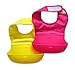 Pack of 2 x BambinoCo Roll Up Silicone Bibs With Comfortable Fabric Top - Easily Adjustable, Cute Baby Bibs - Hot Pink & Yellow