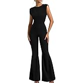XXTAXN Women’s Sexy Sleeveless Crew Neck Cocktail Curvy Dressy Wide Leg Jumpsuit