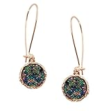 Humble Chic Simulated Druzy Threaders - Upside-Down Long Hoop Dangle Drop Earrings for Women