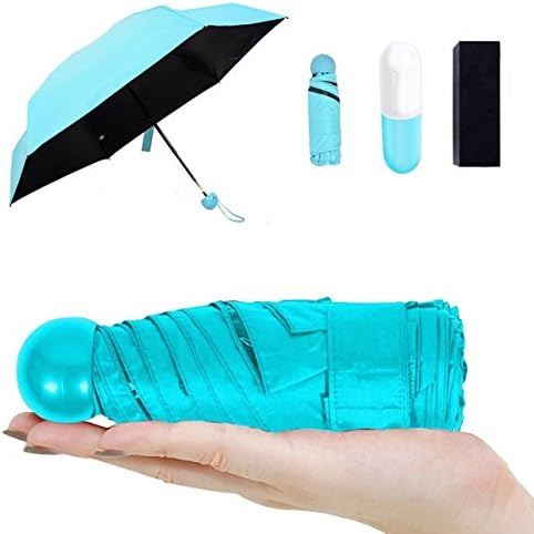 TT Studio Ultra Lights and Small Mini Folding Umbrella with Cute Capsule Case Waterproof Ultra Protective (95% UV Resistance)