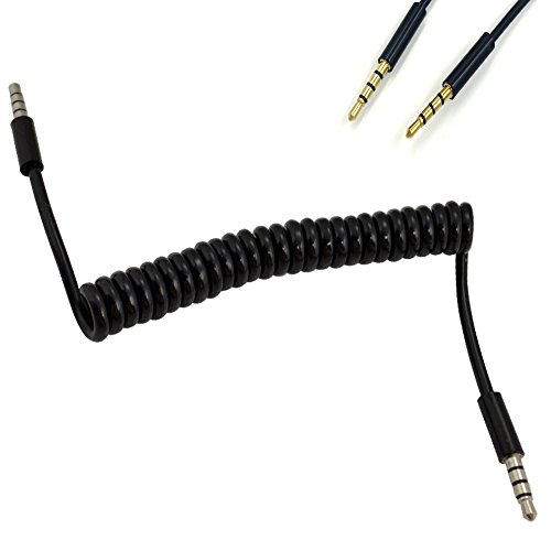 3.5mm male to male jack 4 pole extension aux audio coil…