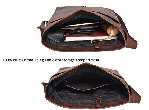 Leather Messenger Bag for Men Women - Messenger bag for Ipad Vintage Leather Crossbody Over the Shoulder Satchel