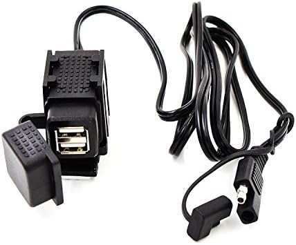 Meetou Waterproof SAE to Dual USB Charger Adapter Kit Cable 3.1A, SAE Quick Disconnector, Flexible Easy Mounting Bracket, Compatible for iPhone Samsung Cellphone GoPro GPS Tablet,Other USB-Devices