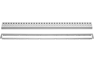 Schluter Kerdi-Line Brushed Stainless Steel Grate Assembly for Tile and Stone Coverings - Adjustable, Square Design - 3/4" Fr