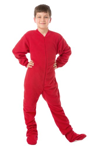 Big Feet Pajamas Big Boys Red Fleece Footed Pajamas (Small)
