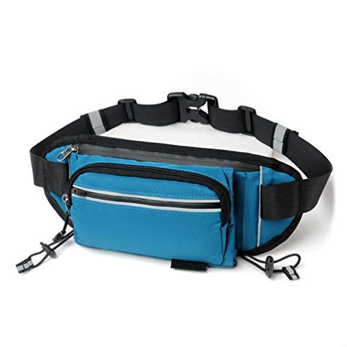 Reflective Run Running Pouch Belt Belts Bag Mens Gym Fanny Waist Pack Packs Waterproof Jogging Phone Workout Small Bags to Exercise Water Holder Light For Hiking Men Accessories Women Iphone Lake Blue