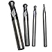 Ougar8 Radius 1 2 3 4mm CNC Carbide Milling Cutter 2 Flutes Center Cutting Premium Ball Nose Endmills Finishing End Mill Long Shank Spiral deep Slotting Router Bits Wood Lathe Tools(4pcs)