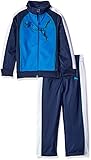 PUMA Little Boys' 2 Piece Colorblocked Cat Track Jacket and Pant Set, Sky Blue, 6