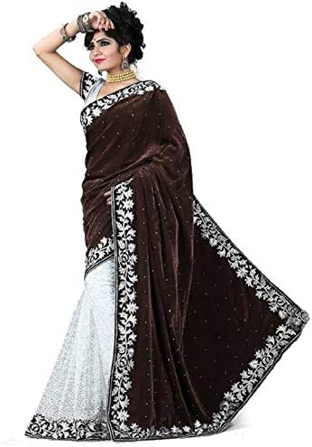Dhyey Fashion Women's Woven Velvet Saree With Blouse Piece