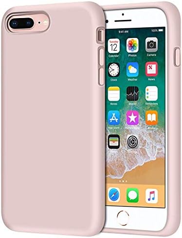 Isido iPhone 8 Plus Case/iPhone 7 Plus Case, Liquid Silicone Gel Rubber Case with Soft Microfiber Cloth Lining Cushion Compatible with iPhone 8 Plus/iPhone 7 Plus,Black Red Pink (Pink)
