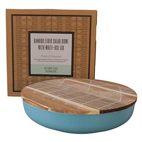 Large Salad Bowl with Lid 12 Inch Bamboo Fiber Salad Serving Bowl and