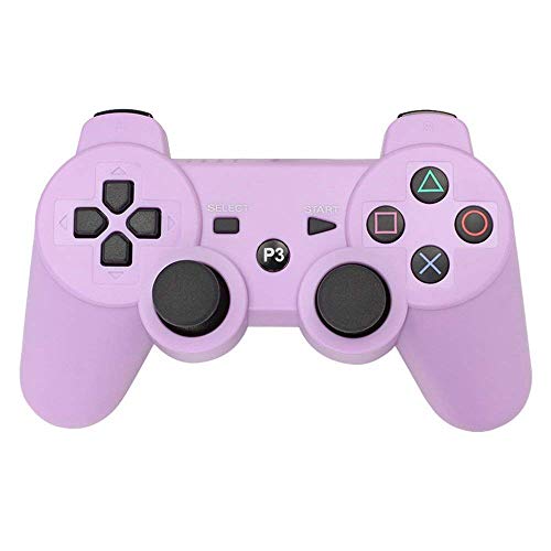 PS3 Controller Wireless Double Shock Gamepad for Playstation 3, Wireless PS3 Controller with Charging Cable (Purple)