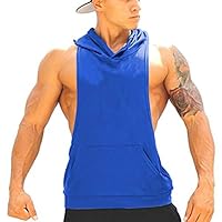 Panegy Bodybuilding Stringer Gym Hoodie Tank Top Sport Fitness Sleeveless Shirt - Blue S