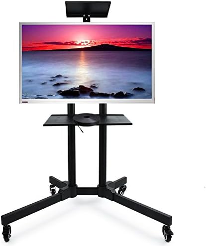 2 Removable Shelves Mobile TV Stand Cart For 32โ-65โ Flat Screen