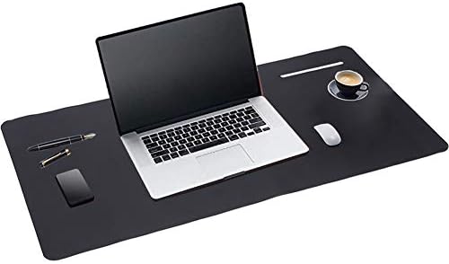 Multifunctional Office Desk Pad,Upgrade Non-Slip PU Leather Mouse Pad，Leather Writing Pad for Desk (Black, 31.5×15.7in/80×40cm)