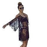 Sexy Beach Dress, HP95(TM) Summer Sexy Women Temptation Transparent Lace Crochet Mini Dress (M, Black)