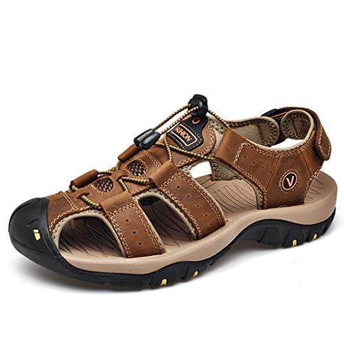 Yomiafy Men's Breathable Sandals Casual Outdoor Hiking Sandal Beach Fisherman Shoes(Brown,US:6.5) - Thumbnail 7