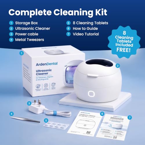 Ultrasonic Retainer Cleaner with UV-C Light for Aligners, Retainers, Dentures & Mouthguards – Daily Deep Cleaning Dental Appliance Machine Portable, Easy to Use at Home & Travel