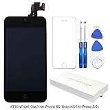 Corepair Full Assembly Replacement for iPhone 5C (4.0 Inch) LCD Display Screen Touch Digitizer Assembly, Facing Proximity Sensor+ Home Button+ Ear Speaker+ Front Camera+ Repair Tools (5C Black)