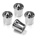 Acura Black Logo Chrome Tire Stem Valve Caps