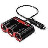 Cigarette Lighter Adapter, 120W 3-Socket Car Cigarette Lighter Splitter 3.4A Dual USB Car Charger Adapter DC 12V/24V Outlet Multi-Functions Car Splitter for iPhone iPad Samsung GPS Dashcam