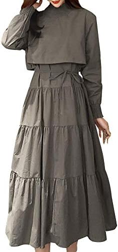 Neiman By Women’s Tiered Long Dress, Set Up, 2-way, Long Sleeve, Dress, M-XL