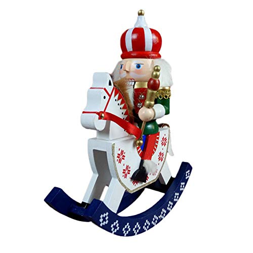 12 inch Wooden Nutcracker Rocking Horse,Decorative Christmas Nutcracker Crafts Ornaments Shelf or Table Decor