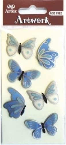 Blue and White Butterfly Flower Craft Embellishment Scrapbooking Card Topper Stickers