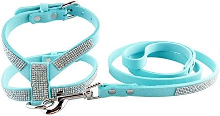 DOGGYZSTYLE Dog Harness Bling Rhinestone Korea Suede Pet Puppy Small Dogs Vest Collar Leash Set for Chihuahua Teacup Cat