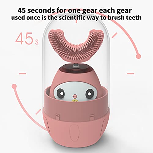 CATLION Kids Electric Toothbrush,Children\'s Ultrasonic Toothbrushes,U Type Sonic Brushes,360 Whitening and Cleaning Teeth,Ipx8 Waterproof,3 Gear Mode,Voice Broadcast,Mouthwash Cup (Pink, 2-7 Year)