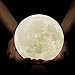 3D Printed Moon Lamp LED Baby Night Light Table Desk Lamp USB Charging Wooden Base Touch Sensor Control 2-colors Dimmable Switch for Bedroom Birthday Decoration (Diameter 4.7 inch)