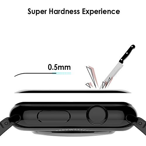 Simpeak Glass Screen Protector for Apple Watch 42mm [3D Curved Full Coverage] HD Clear Tempered Glass Screen Protector for 42mm Apple Watch Series 3 2 1, Anti-Bubble, 1Pack, Black Edge/Clear Screen - Thumbnail 4