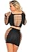 Cocolicious Women's Sexy 2 pc Long Sleeve Top & Mini Skirt Seamless Lingerie Set (One Size, Black)