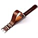 YISUYA 20mm Soft Pu Leather Stainless Steel Pin Buckle Quartz Wrist Watch Strap Band with Spring Bars (Dark Brown)