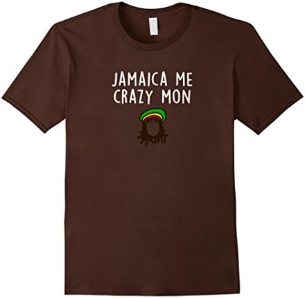 Men's Jamaica Me Crazy Mon T-shirt Rasta Jamaican Rastafarian  Large Brown