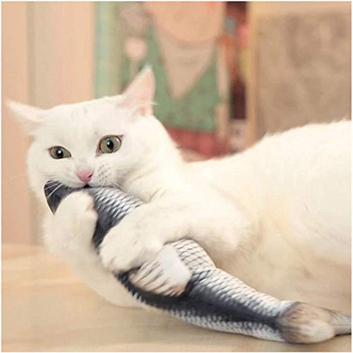 Dragon Honor Realistic Plush Simulation Electric Doll Fish, Funny Interactive Pets Chew Bite Supplies for Cat/Kitty/Kitten Fish Flop Cat Toy Catnip Toys - Perfect for Biting, Chewing and Kicking (B) - Thumbnail 4