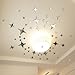 Mirror Wall Sticker, Home Inspira Silver Stars Mirror Wall Decor Removable DIY 3D Mirrors Wall Decals Acrylic Mirror Decorative Wall Art For Living Room Bedroom Celling 43pcs 