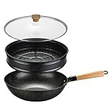 12.5-Inch Ceramic Nonstick Wok with Lid & Steam Rack
