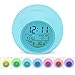 OUTWIT Kids Alarm Clock, Wake Up Digital Clock for Kids, 7 Colors Changing Light Bedside Clock for Boys Girls Bedroom, with Indoor Temperature Calendar, Touch Control and Snoozing