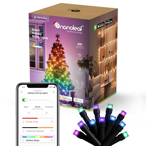 Nanoleaf 24M Smarte Lichterkette with Weihnachtsszene, RGBIC LEDs, drinnen und draußen, Musik Sync, Matter über WLAN, Funktioniert mit App, Sprachsteuerung (Alexa Google Apple Home) Dekoration