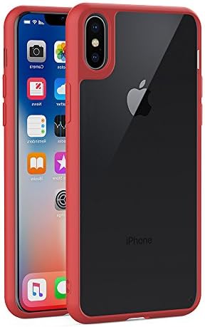 iPhone x Case, FD AIMOER Ultra Slim Apple iPhone x Case with [Shock-Absorption] [Anti-Scratch] [Clear Back] for iPhone x /iPhone 10, Red