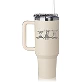 Daylor 40 oz Tumbler with Handle and Straw Lid Stainless Steel Insulated Travel Mug Cup Goats (Cream)