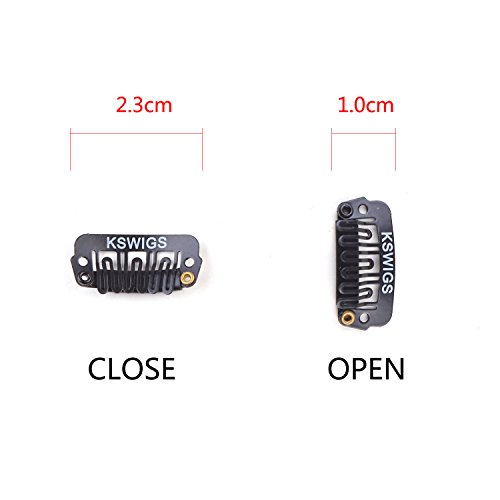 Neitsi 50pcs Rubber U-shape Snap Clips Metal Clips for Hair Extensions DIY Clip-on (2.3cm, Black)