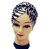 Pusheng Radiant Pleated Stretchable Polyester Bathing Turban Hat Head Cover Sun Cap Zebra